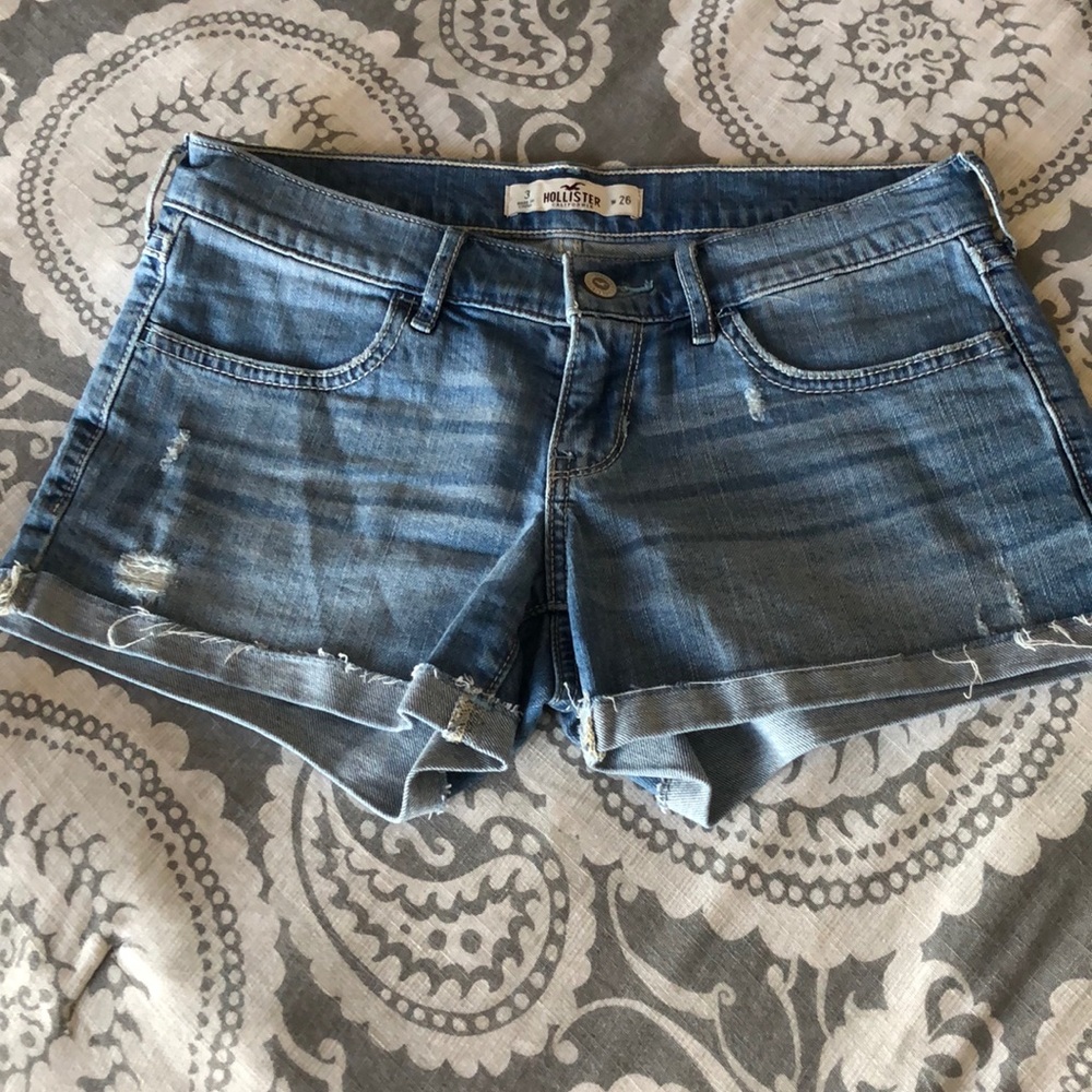 Hollister midi length cuffed distressed shorts